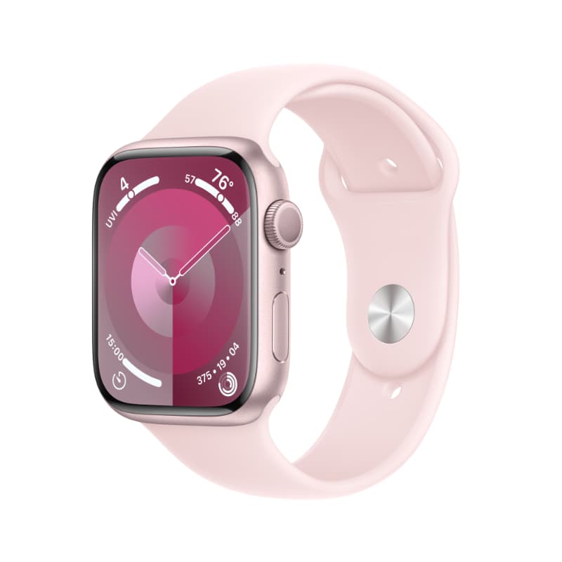 Apple MR9H3HN/A Watch Series 9 GPS 45mm Pink Aluminium Case with Light Pink Sport Band - M/L