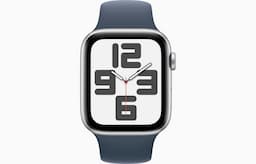 Apple Watch SE GPS 44mm Silver Aluminium Case with Storm Blue Sport Band - S/M