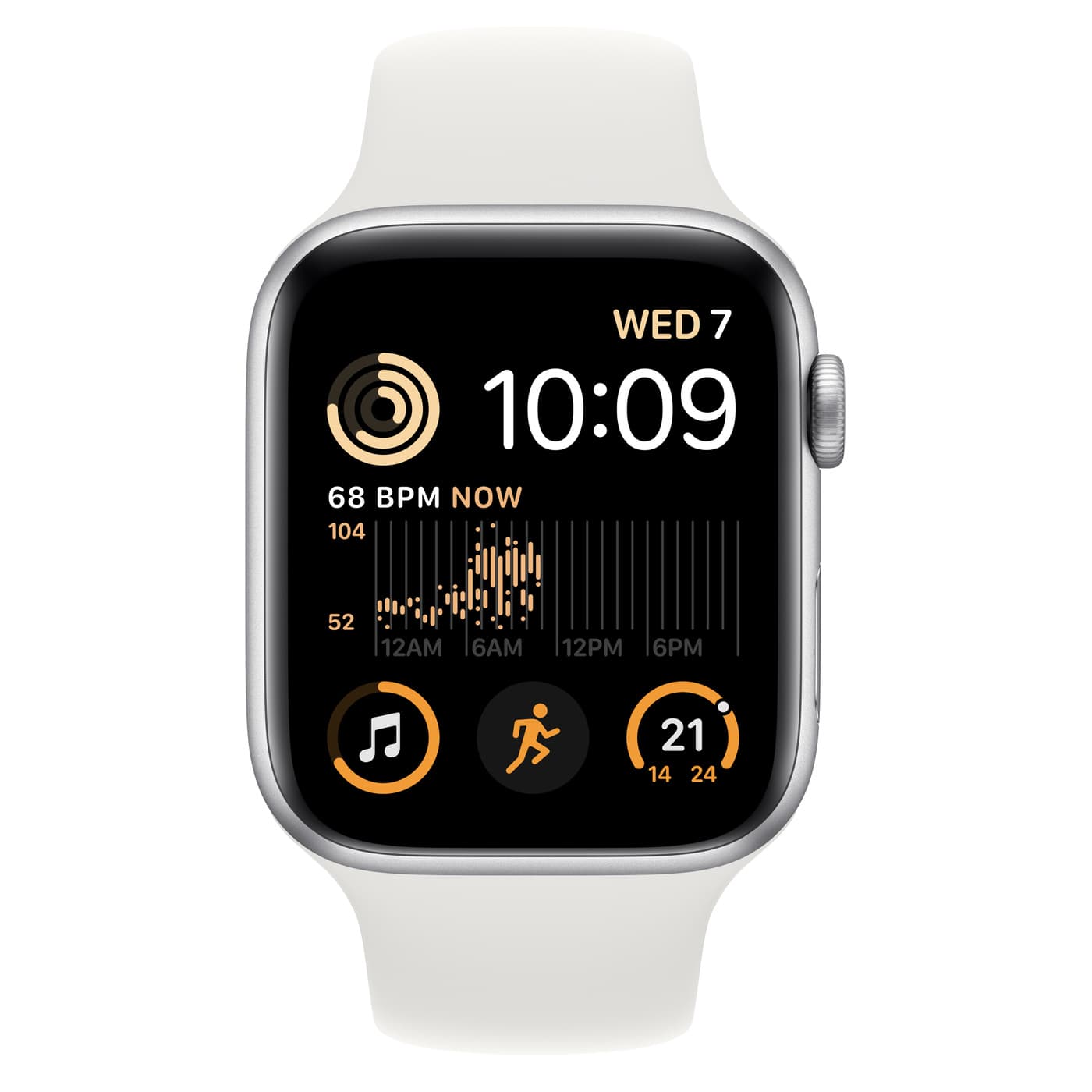 Apple Watch SE GPS 44mm Silver Aluminium Case with White Sport Band - Regular