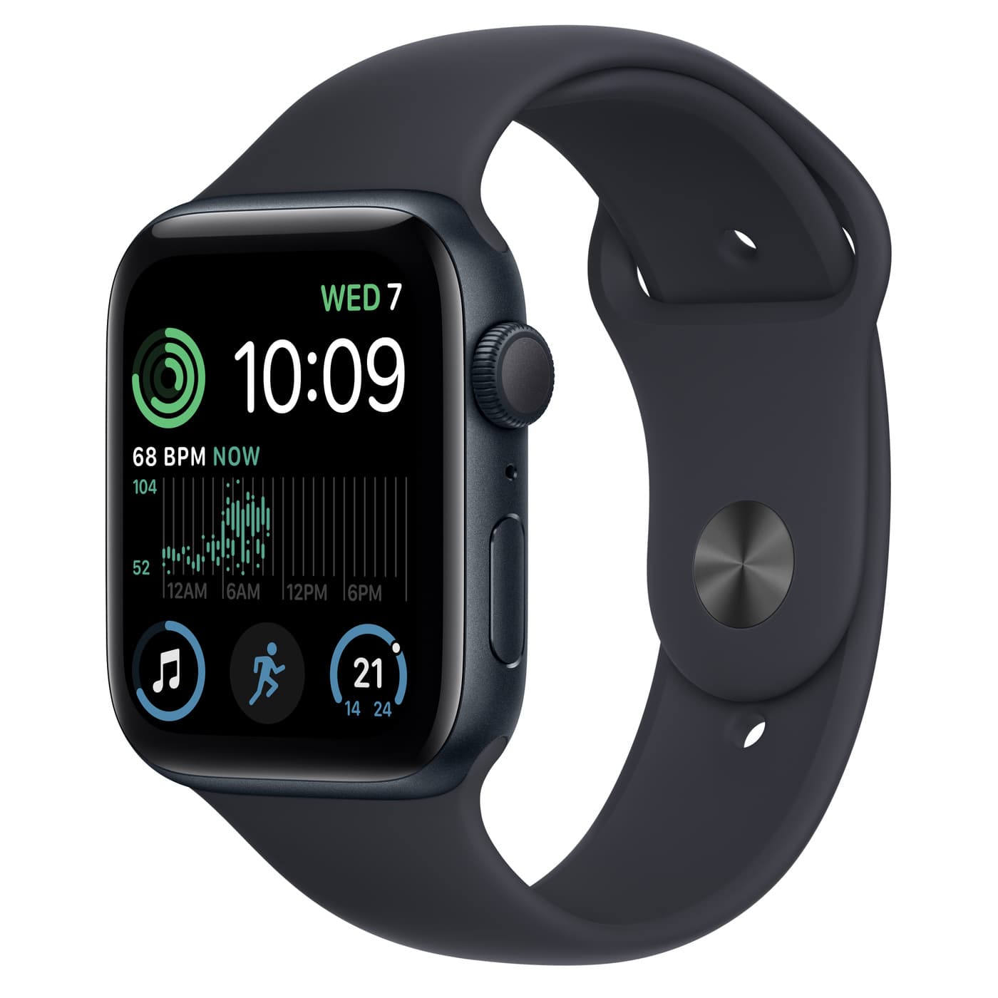 Apple Watch SE GPS 44mm Midnight Aluminium Case with Midnight Sport Band - Regular