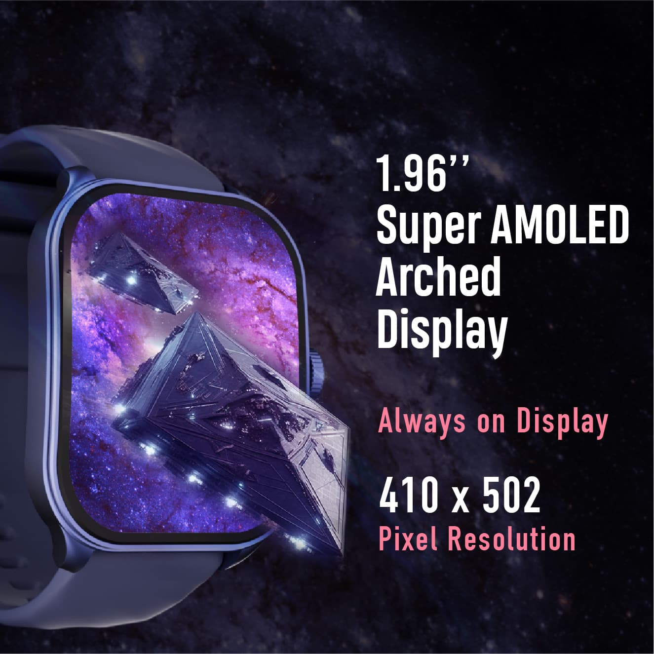 Fastrack 38086PP04 Reflex Powe 1.96 Inch Super AMOLED Arched Display, SingleSync BT Calling, IP68 WR