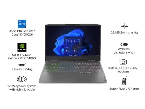 Lenovo 82XV00F4IN LOQ LOQ 15IRH8, Intel Core i5-12450H Processor, 16GB Memory, 512GB Storage, Windows 11