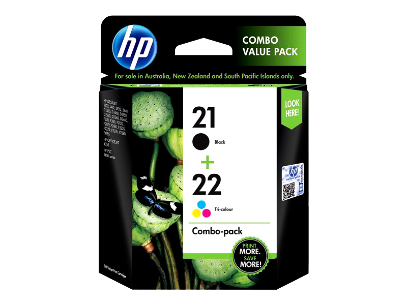 HP CC630AA 21 Black/22 Tri-color 2-pack Original Ink Cartridges
