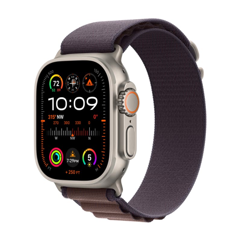 Apple MRET3HN/A Watch Ultra 2 GPS + Cellular, 49mm Titanium Case with Indigo Alpine Loop - Medium