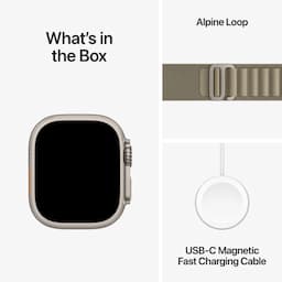 Apple Watch Ultra 2 GPS + Cellular, 49mm Titanium Case with Olive Alpine Loop - Medium