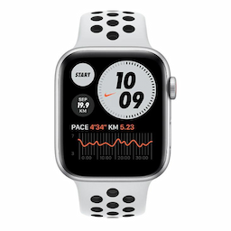 Apple Watch Nike S6 GPS + Cellular 44mm Silver Aluminium Case with Pure Platinum/Black Nike Sport Band - Regular - M09W3HN/A