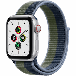 Apple Watch SE (GPS + Cellular) abyss blue/moss green - 32 GB, silver aluminium - smart watch with sport loop