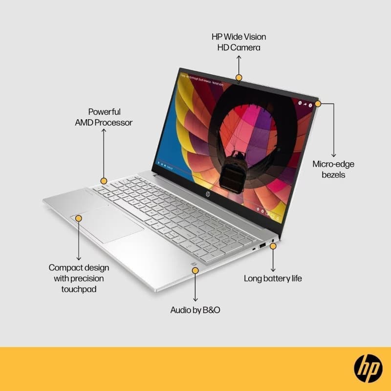 HP (7Z1H8PA#ACJ) Pavilion 15-EH2050AU (7Z1H8PA) Laptop, AMD Ryzen 5-5625U, 8GB RAM, 512 GB SSD, 15.6" Inch Display, AMD Radeon Graphics, Windows 11 Home