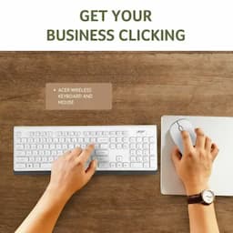 Acer ZC.A01SI.0WD Wireless Keyboard & Mouse Combo with Attractive Durable Design, 2.4GHz Nano Receiver, 10m Range, Indian Rupee Key Code, 1600 DPI, 10M Keystrokes Life for Microsoft Windows and Mac OS, White and Grey