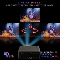 Egate EO9023 O9 Zen Projector, 1st with Auto Physical Elevate + Digital Offset, FHD 1080p Native Resolution, 570 ANSI Lumens, 250 inch (635cm) Display, Auto (Focus + Keystone + Elevate), 2GB-32GB, Wi-Fi BT, AOSP Android 9, Pre-Installed OTT Apps
