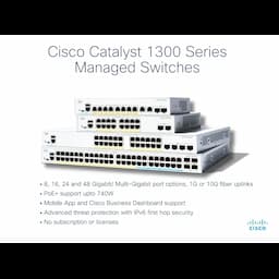 Cisco C1300-24T-4X Managed Switch, 24 Port GE, 4x10GE SFP+, Limited Lifetime Protection