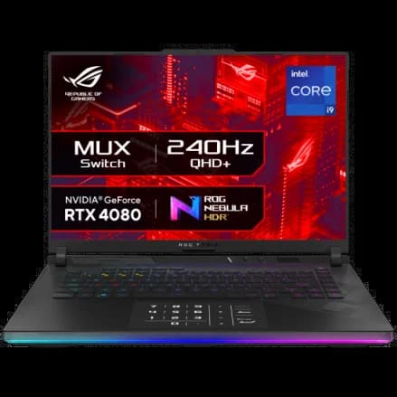 ASUS G634JZR-CM932WS ROG Strix SCAR 16 AI powered Gaming Laptop, Intel Core i9-14900HX Processor, RTX 4080 Graphics, 32 GB RAM, 2 TB SSD, 16 Inch Display - Off Black