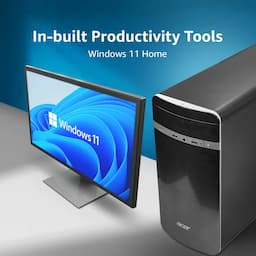 Acer UD.33CSI.004 Aspire Desktop TC-1760, 23.8 inch Display, Intel H610 Core i5-12400 Processor, 8 GB Memory, 512 GB SSD, Intel UHD Graphics, Microsoft Office, Windows 11 Home