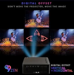 Egate EO9023 O9 Zen Projector, 1st with Auto Physical Elevate + Digital Offset, FHD 1080p Native Resolution, 570 ANSI Lumens, 250 inch (635cm) Display, Auto (Focus + Keystone + Elevate), 2GB-32GB, Wi-Fi BT, AOSP Android 9, Pre-Installed OTT Apps