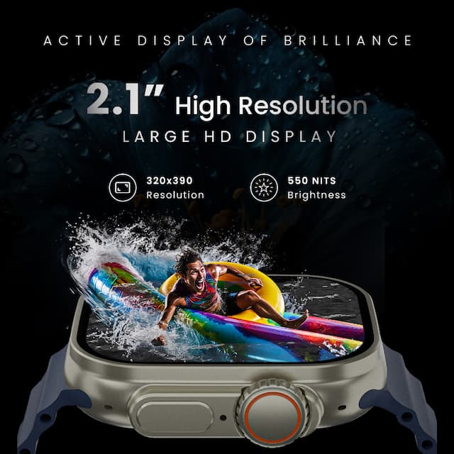 Hammer Active 2.0 Plus, Bluetooth calling Smart Watch with Gesture Control, Blue