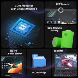 Primebook 4G - DC PB4G11064#006C, Mediatek MT8788, 4 GB RAM, 64 GB eMMC Storage, Prime OS, 11.6 inch, Black, 1.2 kg, Thin and Light Android Laptop. MRP: 24990