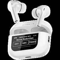 Hammer Screen TWS India's First True wireless buds with On-Case Smart Display, Touch Screen and Find My Earbuds, White
