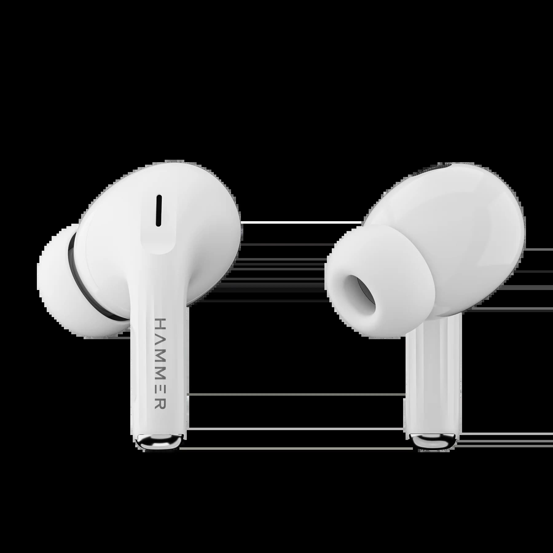 Hammer Aero Max Bluetooth Earbuds with Clear Calling and upto 30 Hrs Playtime, White