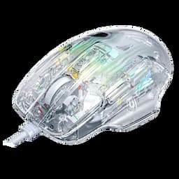 AULA S80 Transparent RGB, 7200 DPI, 7 Buttons PC Wired Optical Gaming Mouse, USB 2.0,Transparent White
