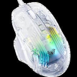AULA S80 Transparent RGB, 7200 DPI, 7 Buttons PC Wired Optical Gaming Mouse, USB 2.0,Transparent White
