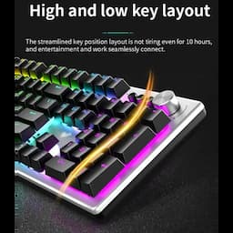 AULA F2028 Wired USB Membrane Gaming Keyboard, 25 Kinds Rainbow Backlight Keyboards, Black and Grey