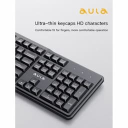 Aula AC202B Wireless Keyboard & Mouse Combo, Ambidextrous 1600 DPI Mouse Optical Sensor, Upto 3M clicks, Ultra Slim Keyboard, 2.4 GHz Wireless Nano USB, Upto 1yr Battery Life, Black