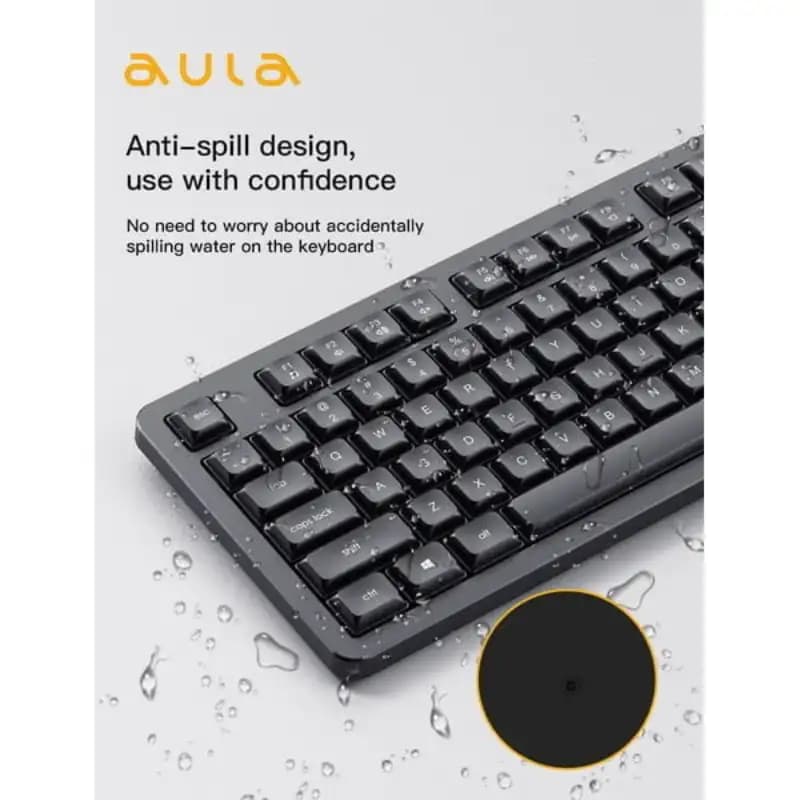 Aula AC202B Wireless Keyboard & Mouse Combo, Ambidextrous 1600 DPI Mouse Optical Sensor, Upto 3M clicks, Ultra Slim Keyboard, 2.4 GHz Wireless Nano USB, Upto 1yr Battery Life, Black