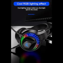 AULA S605 Professional RGB Gaming Headphones with Adjustable Mic Wired Gaming Headset (On The Ear), Black