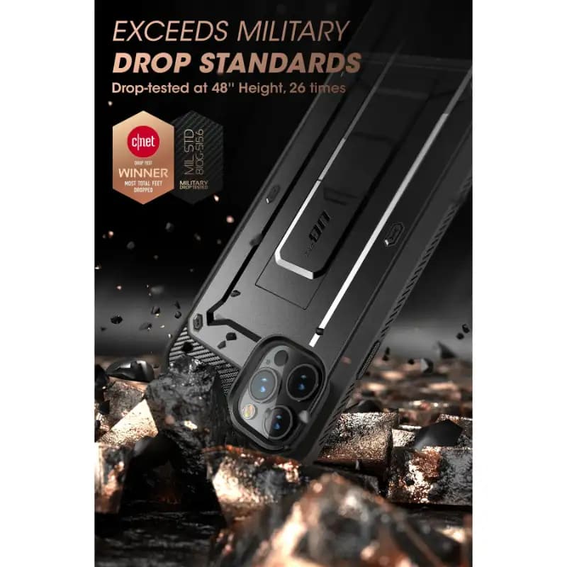 SUPCASE Polypropylene Unicorn Beetle Pro Series Case For Iphone 13 Pro (2021 Release) 6.1 Inch, Built-In Screen Protector Full-Body Rugged Holster Case, Black