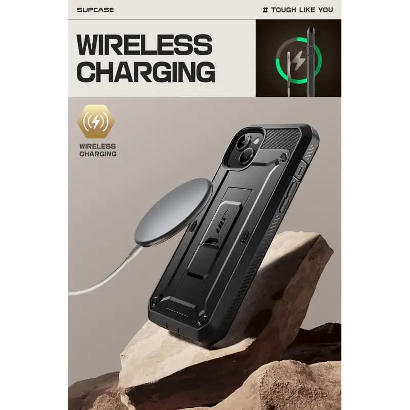 SUPCASE Unicorn Beetle Pro Series Case for iPhone 15/14/13, 6.1 Inch, Built-In Screen Protector Full-Body Rugged Holster Case, Black
