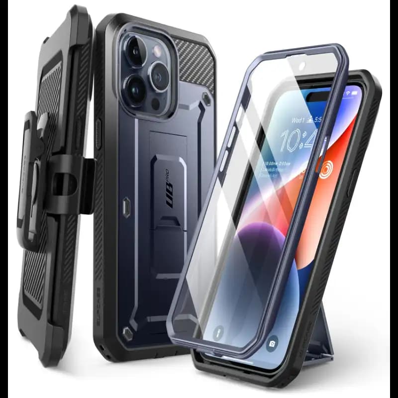 SUPCASE Unicorn Beetle Pro Series Case for iPhone 15 Pro, 6.1 Inch (2023), Built-In Screen Protector Full-Body Rugged Holster Case, Dark Blue