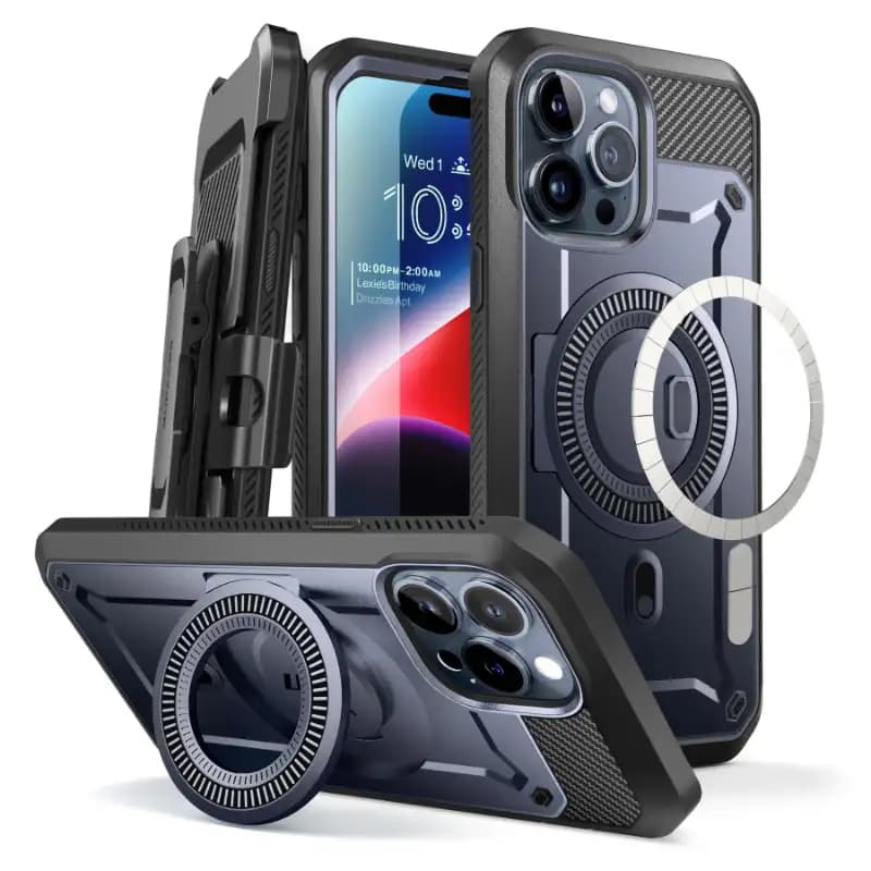 SUPCASE Unicorn Beetle Pro Series Case Compatible with MagSafe for iPhone 15 Pro, 6.1 Inch (2023), with Bult-in Screen protector, Dark Blue