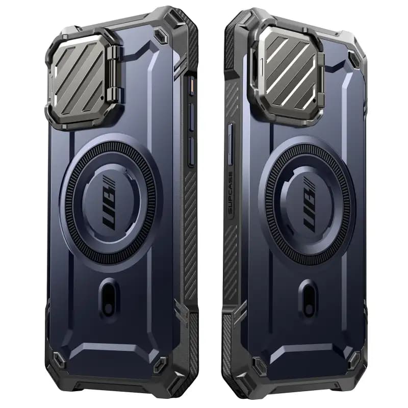 SUPCASE UB Mag XT for iPhone 15 Pro Case with Camera Cover, Compatible with MagSafe Full Body Rugged Case with Built-in Kickstand, Dark Blue