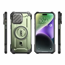 SUPCASE UB Mag XT for iPhone 15 Pro Case with Camera Cover, Compatible with MagSafe Full Body Rugged Case with Built-in Kickstand, Guldan