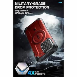 SUPCASE UB Mag XT for iPhone 15 Pro Max Case with Camera Cover, Compatible with MagSafe Full Body Rugged Case with Built-in Kickstand, Ruddy