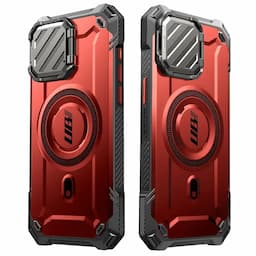 SUPCASE UB Mag XT for iPhone 15 Pro Max Case with Camera Cover, Compatible with MagSafe Full Body Rugged Case with Built-in Kickstand, Ruddy