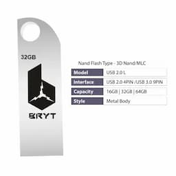 BRYT BR-5001-36 Metal Body Flash Drive USB LM 2.0 Type A Pendrive with 3 Years Warranty 32 GB Pen Drive(Silver)