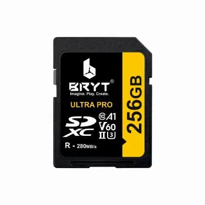 BRYT BR-5001-62 Ulta Pro 256GB V60 UHS-II SD Cards 280/180MB/s,V60,C10,UHS-II, for 6K Video Recording