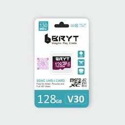 BRYT BR-5001-53 128GB microSDXC UHS-I, 150MB/s Read,90MB/s Write Memory Card for 4K Video on Smartphones, Action Cams and Drones