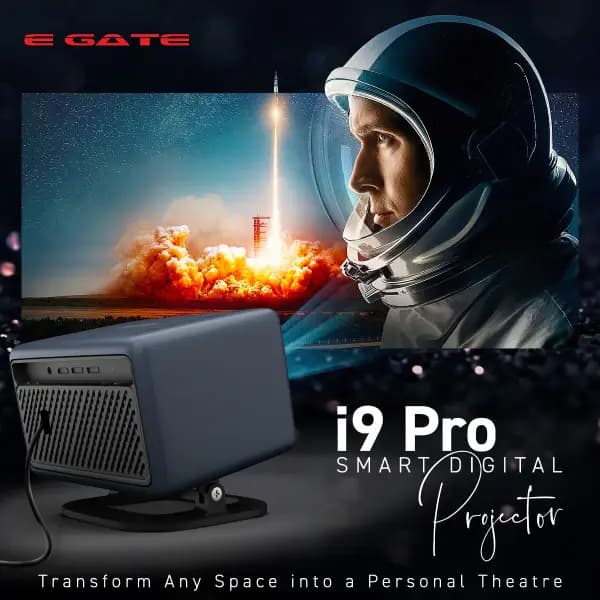 Egate EGi9A New i9 Pro Smart Projector, 6900 LED Lumens 2X Brightness, 1080p & 4K Support, Digital Focus & Digital Keystone, Bluetooth, ARC HDMI, USB, AV, WiFi, 720 Native, PreLoaded Apps, ScreenCast
