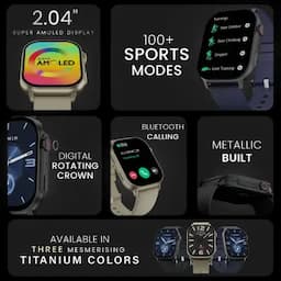 Hammer Arctic, Bluetooth Calling Smartwatch with 2.04 inch SUPER AMOLED Display, Powder Black