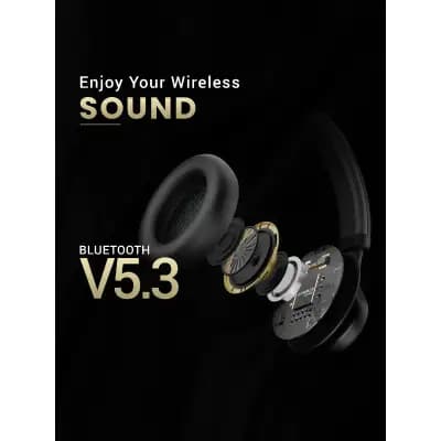 Hammer Bash Max, Over The Ear Wireless Bluetooth Headphones with Mic,Touch Control, Black