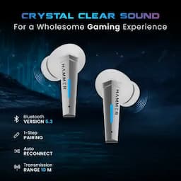 Hammer Arcade, In-Ear Earbuds with RGB Lights,50ms Low Latency, 20H Playtime, True Wireless, White