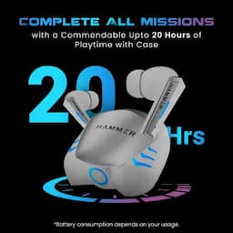 Hammer Arcade, In-Ear Earbuds with RGB Lights,50ms Low Latency, 20H Playtime, True Wireless, White
