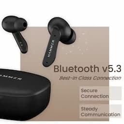 Hammer Solitude, In Ear Bluetooth v5.3 Earbuds with Upto 22H Playtime & ENC, True Wireless, Truffle Black