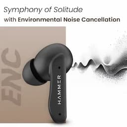 Hammer Solitude, In Ear Bluetooth v5.3 Earbuds with Upto 22H Playtime & ENC, True Wireless, Truffle Black