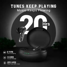 Hammer Airflow Lit, in-Ear Earbuds with Upto 20H Playtime,Touch Controls, True Wireless, Black