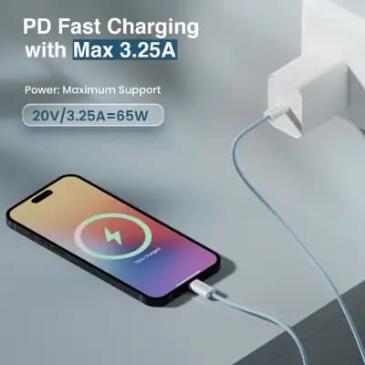 Hammer Type C to Type C Cable 65W Braided,PD Fast Chraging,Compatible with all C-Type Enabled Devices, Blue