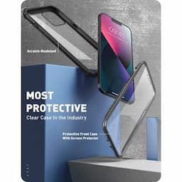 i-Blason Ares Series Designed for iPhone 13 Mini Case (2021), Dual Layer Rugged Clear Bumper Case with Built-in Screen Protector,Black