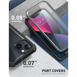 i-Blason Ares Series Designed for iPhone 13 Mini Case (2021), Dual Layer Rugged Clear Bumper Case with Built-in Screen Protector,Black